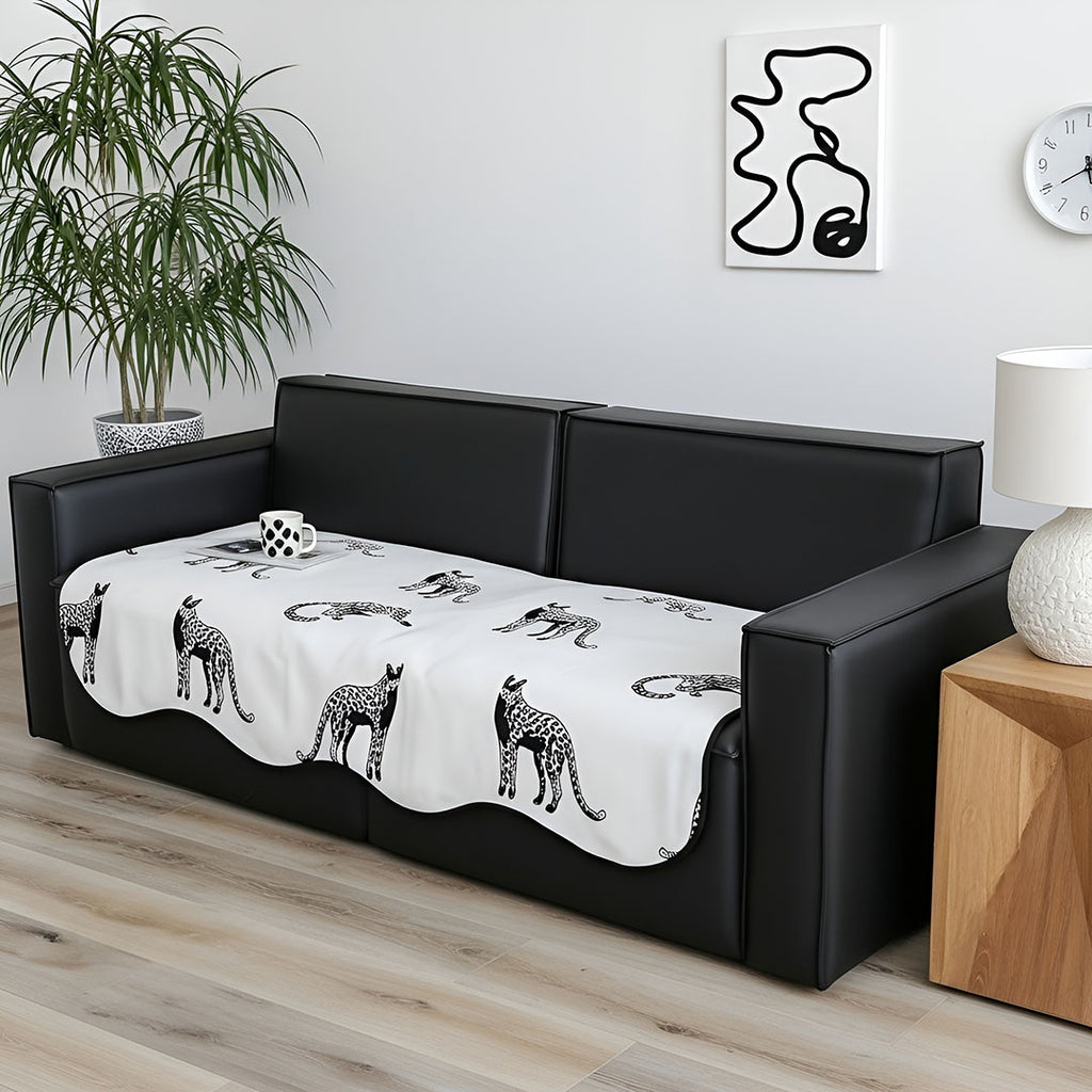 SOGA Two-Seater White Leopard Print 90x160cm Throw Blanket Sofa Cover