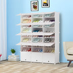 9 Tier 3 Column White Shoe Rack Organizer