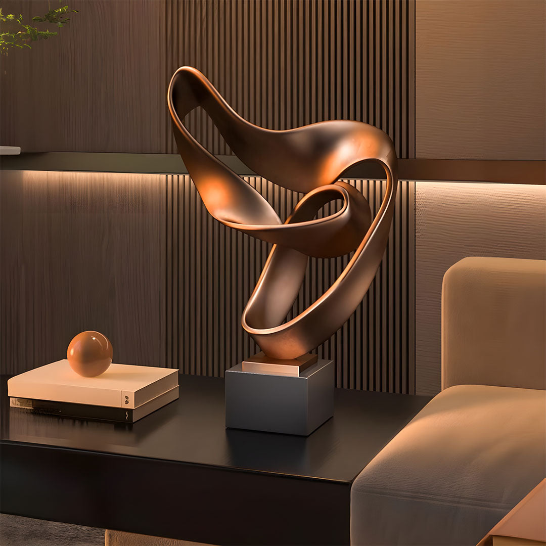 SOGA 45cm Bronze Ribbon Sculpture – Home Décor