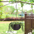 SOGA 2X Coffee Large Self-Watering Hanging Resin Planters