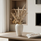 SOGA 30x19cm Plain White Medium Ceramic Flower Vase Elegant Living Room Home Decor