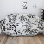 SOGA Two-seater White Sofa Cover Tree Print 180x260cm Polyester
