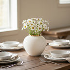 SOGA 21x22cm Plain White Small Ceramic Flower Vase Elegant Living Room Home Decor