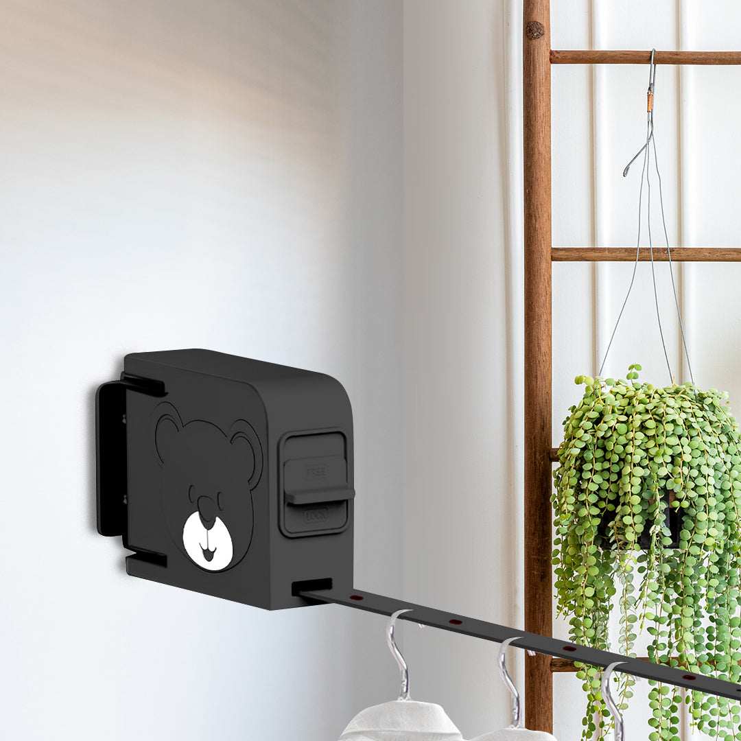 160mm Wall-Mounted Clothes Line Dry Rack Black
