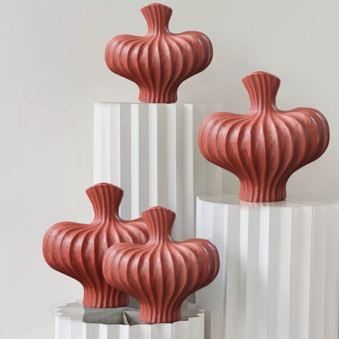 25X24cm Matte Red Small Ornament Vases Countertop