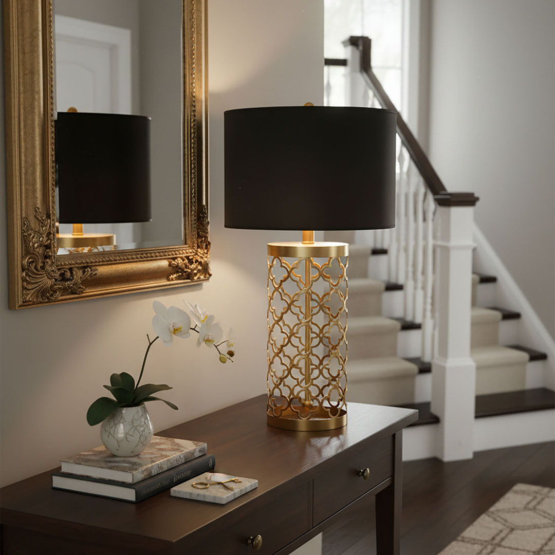 Hollowed Table Lamp with Dark Shade