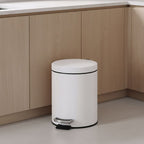 Foot Pedal Stainless Steel Trash Bin Round 12L White