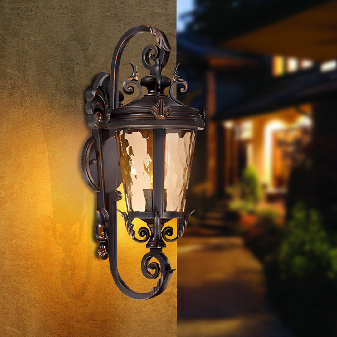 Vintage Lantern 70cm Aluminum & Glass Wall Light Classic Lantern