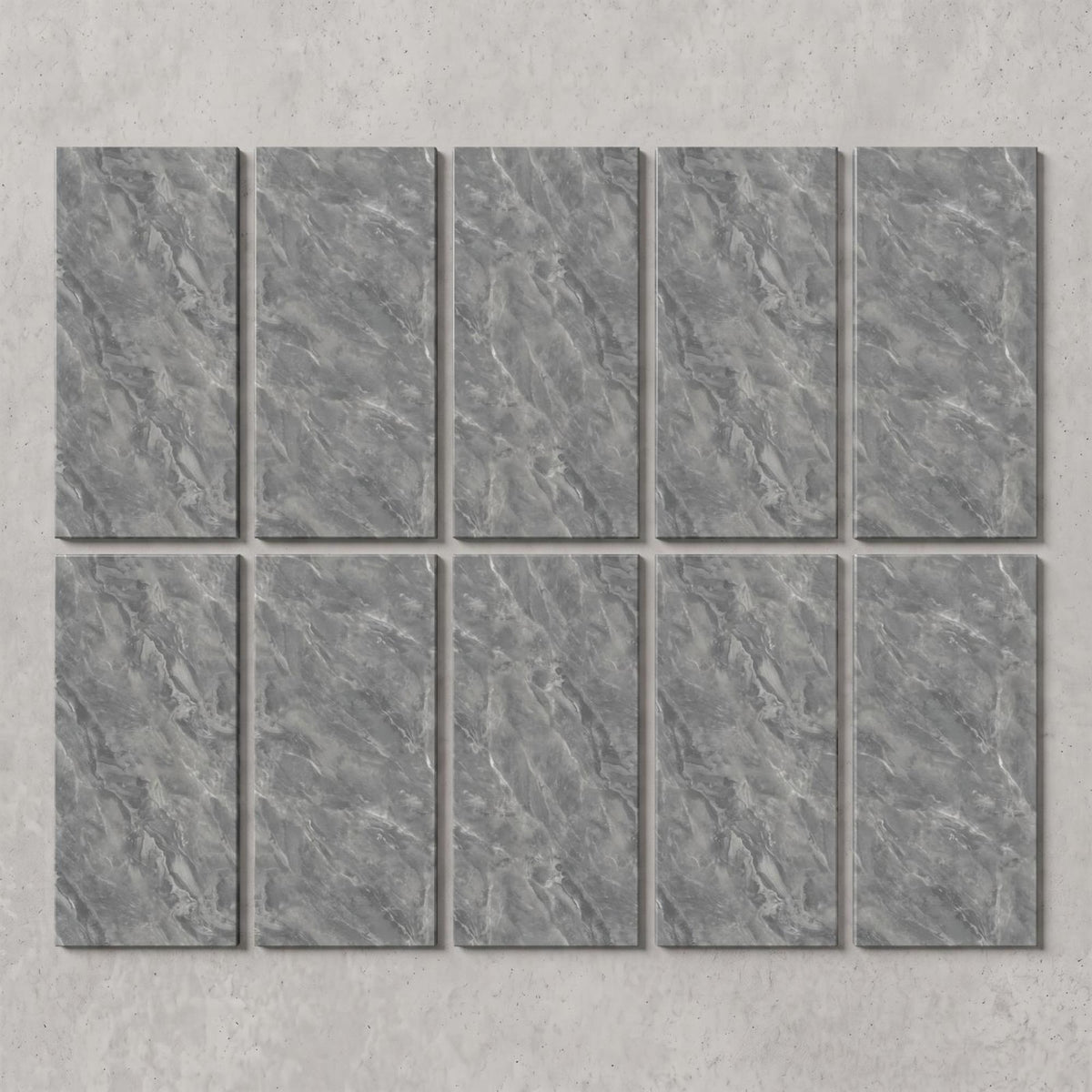 SOGA Peel & Stick Floor and Wall Tiles 30 x 60cm 10 Pack Grey Faux Marble
