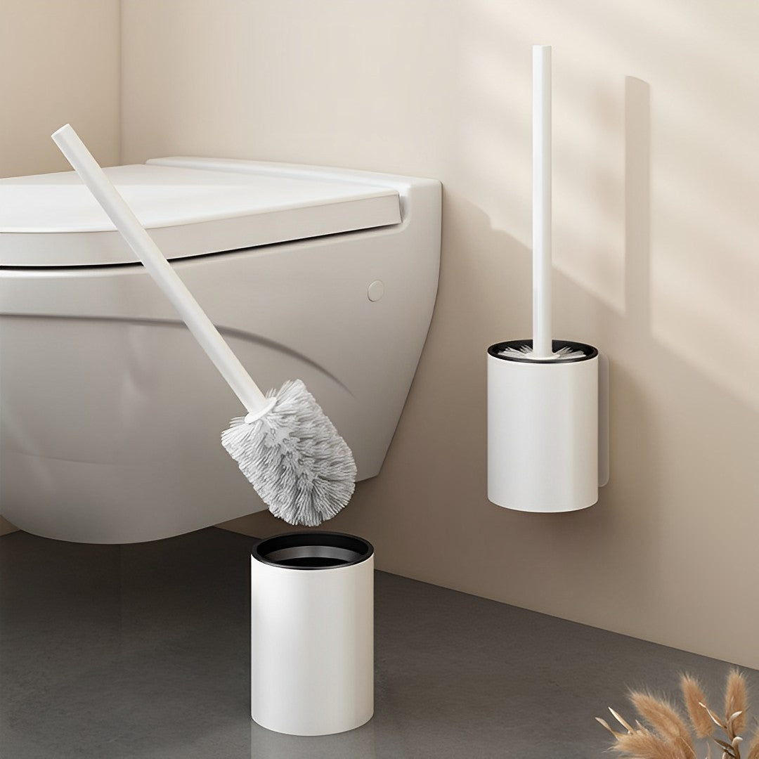 27cm Wall-Mounted Toilet Brush with Holder White
