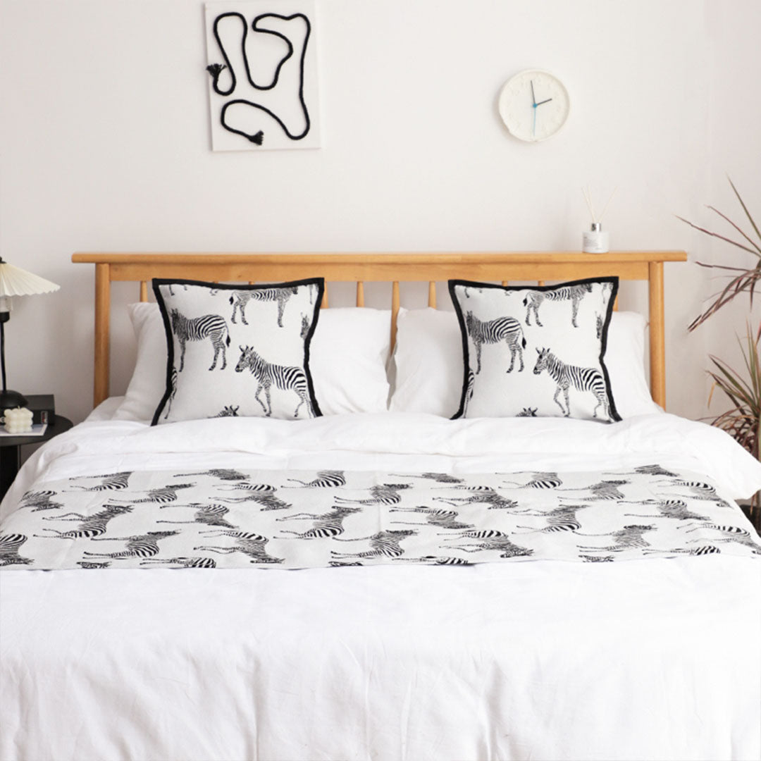 1.5m Bed Light Luxury Zebra Vintage Bed Scarf Runner Bedding Tail Pad Flag For Home Hotel Set of 3