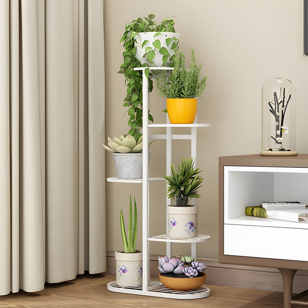 5 Tier White Metal Plant Rack