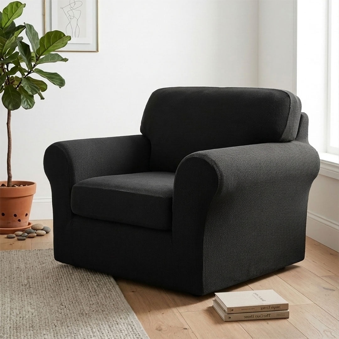 High Stretch 1-Seater Black Sofa Slipcover