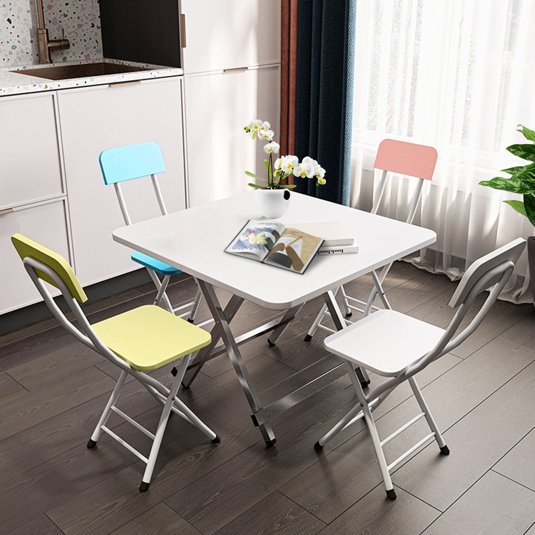 Foldable Chair Space Saving Seat Set of 2 Oak Grain