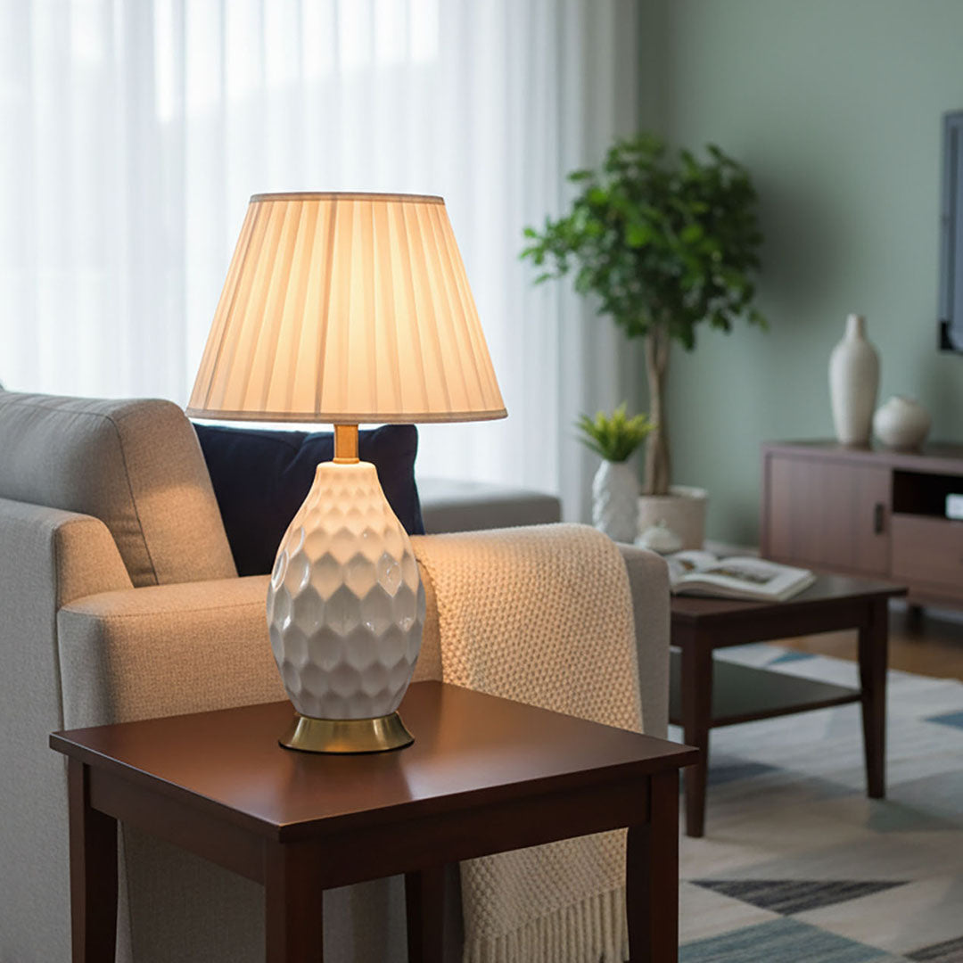 Textured Ceramic Table Lamp White