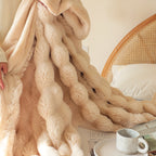 SOGA 160X200cm Throw Blanket Coffee Double Layer Rabbit Fur Cozy
