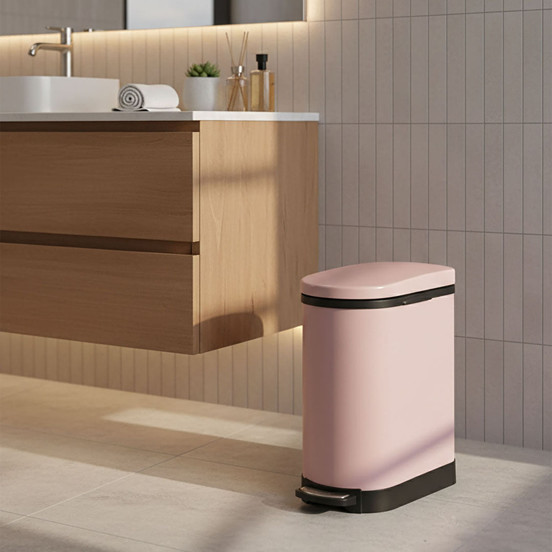Foot Pedal Stainless Steel Trash Bin 10L Pink