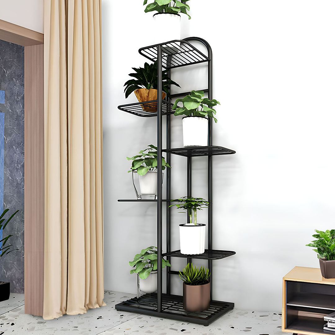 7 Tier Black Metal Plant Flowerpot Display Rack