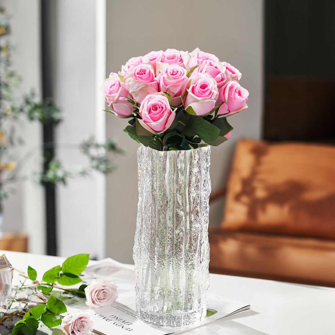 SOGA 30.5cm Handcrafted Clear Glass Vase, Classic Design for Home Decor