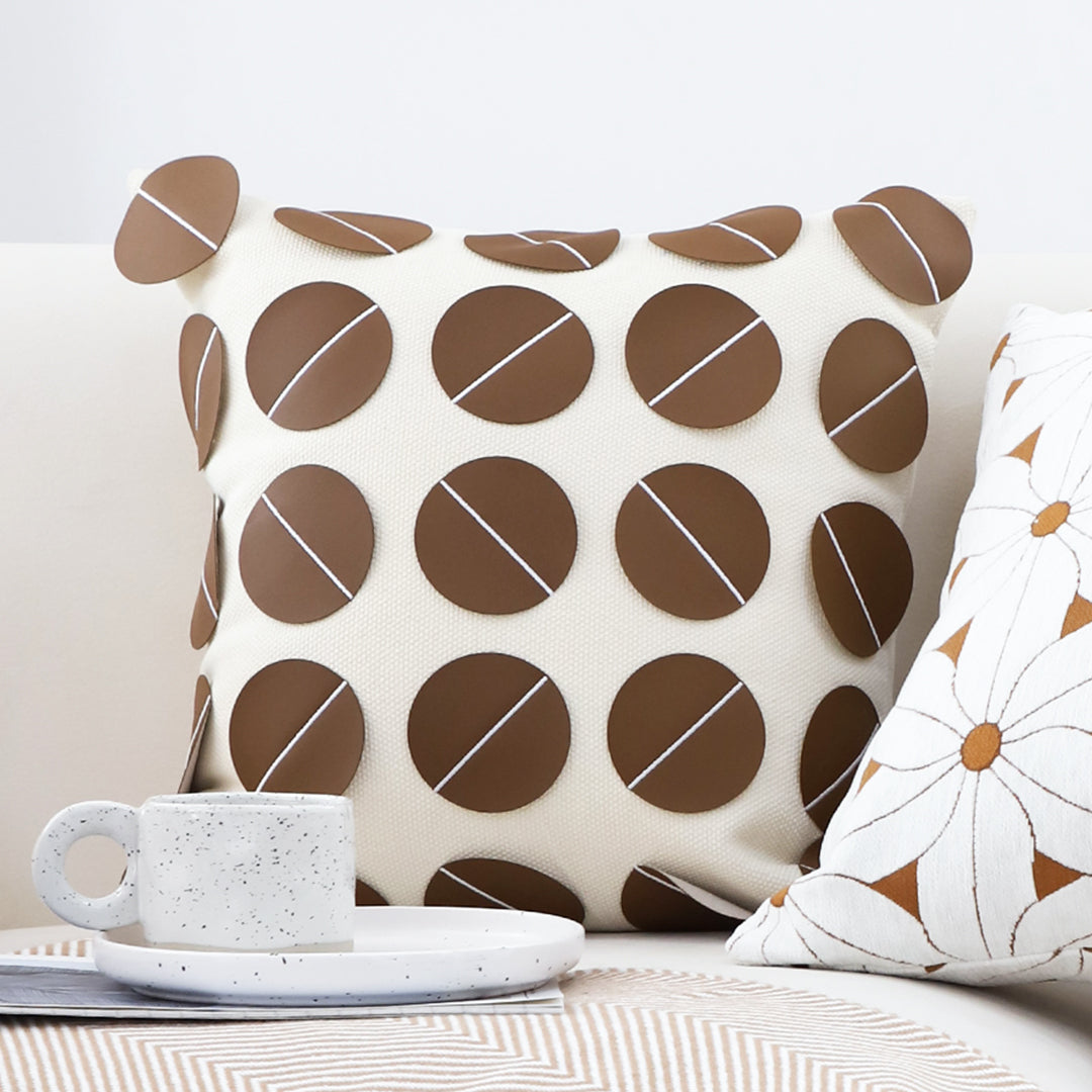 45cm Brown Leather Square Pillow