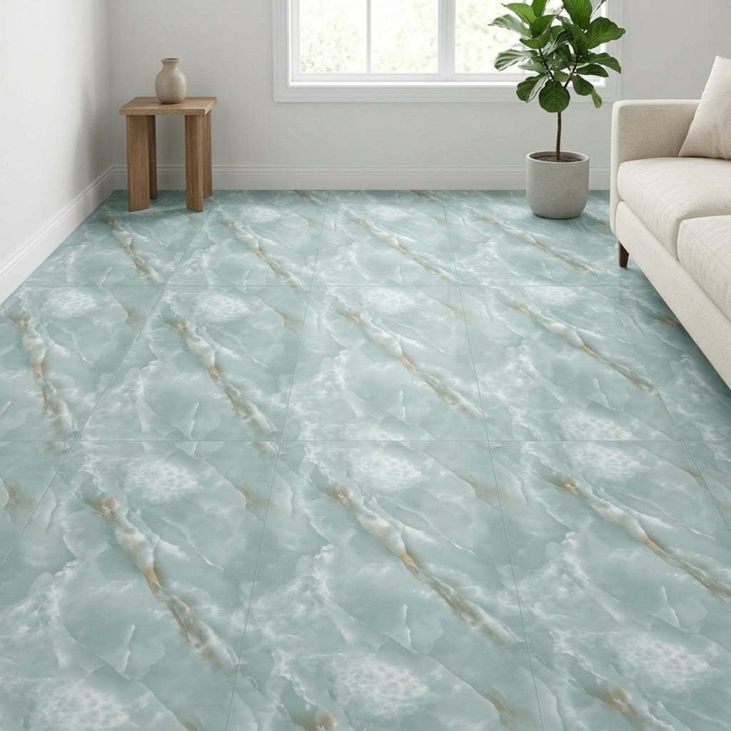 SOGA Peel & Stick Floor and Wall Tiles 30 x 60cm 10 Pack Jade Faux Marble