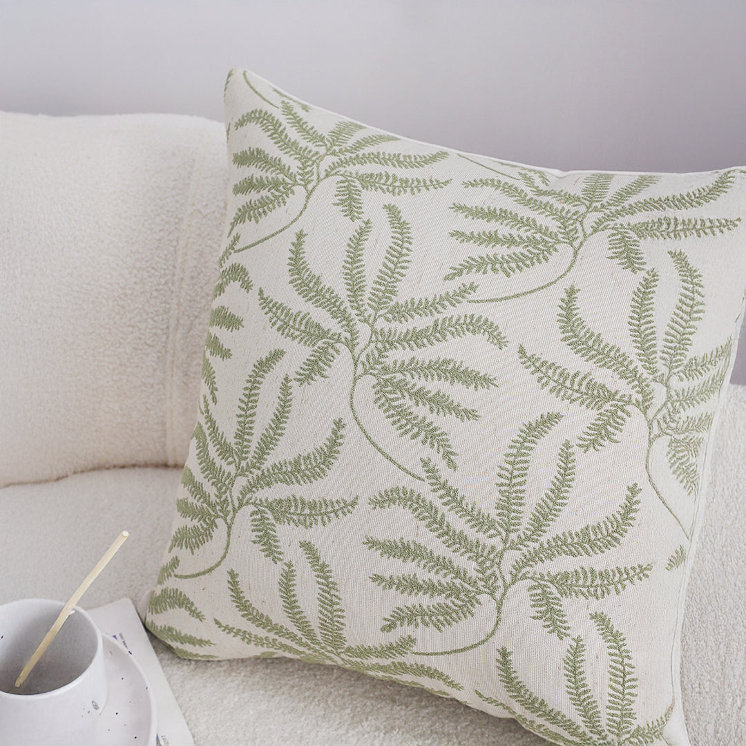 SOGA 2X 50cm Botanical Green Fern Leaf Embroidered Throw Pillow