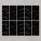 SOGA Peel & Stick Floor and Wall Tiles 30 x 60cm 10 Pack Black Faux Marble