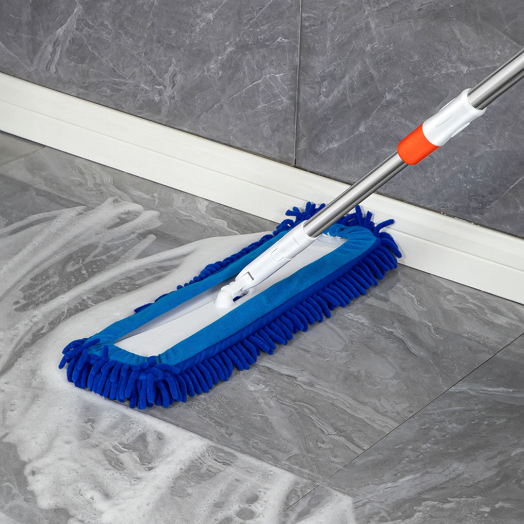 60x12 Blue Microfiber Flat Mop Floor Cleaning Pads Rotating Dust Remover