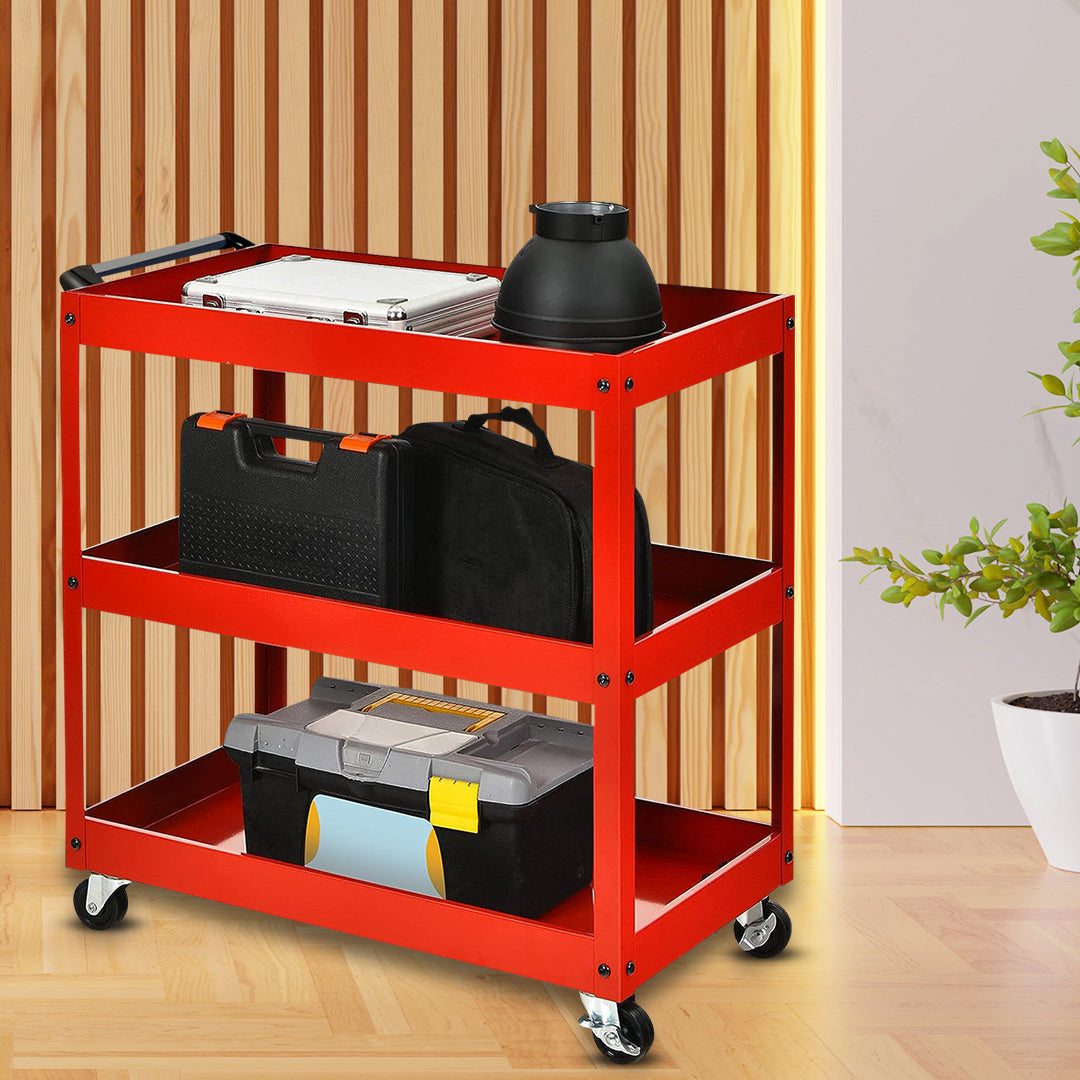 3 Tier Tool Storage Cart Red