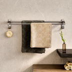 62cm Gray Wall-Mounted Double Pole Towel Holder with Hooks