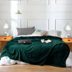 Dark Green Throw Blanket Warm Cozy Striped