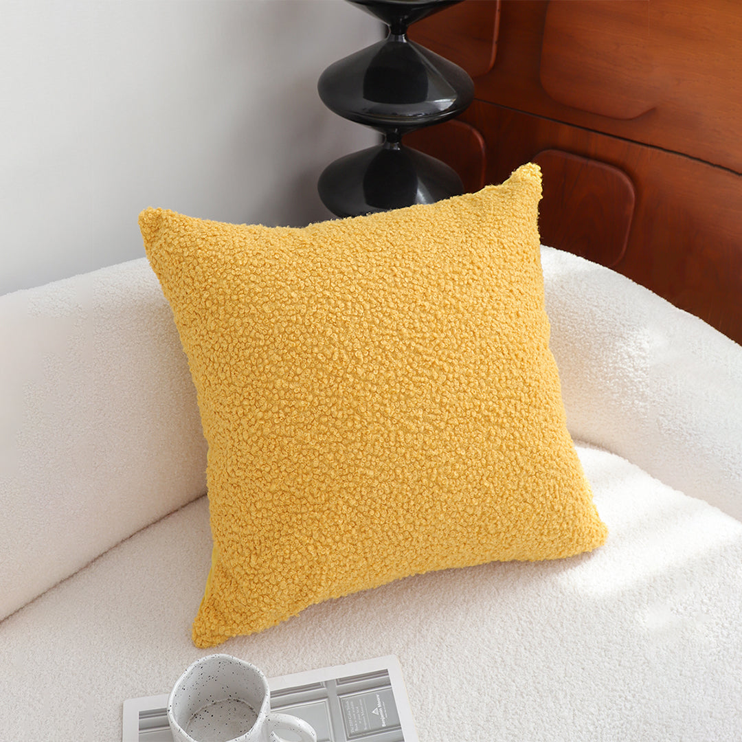 SOGA Boucle Textured Cushion 50cm Mustard Yellow Soft Cozy Decorative Throw Pillow