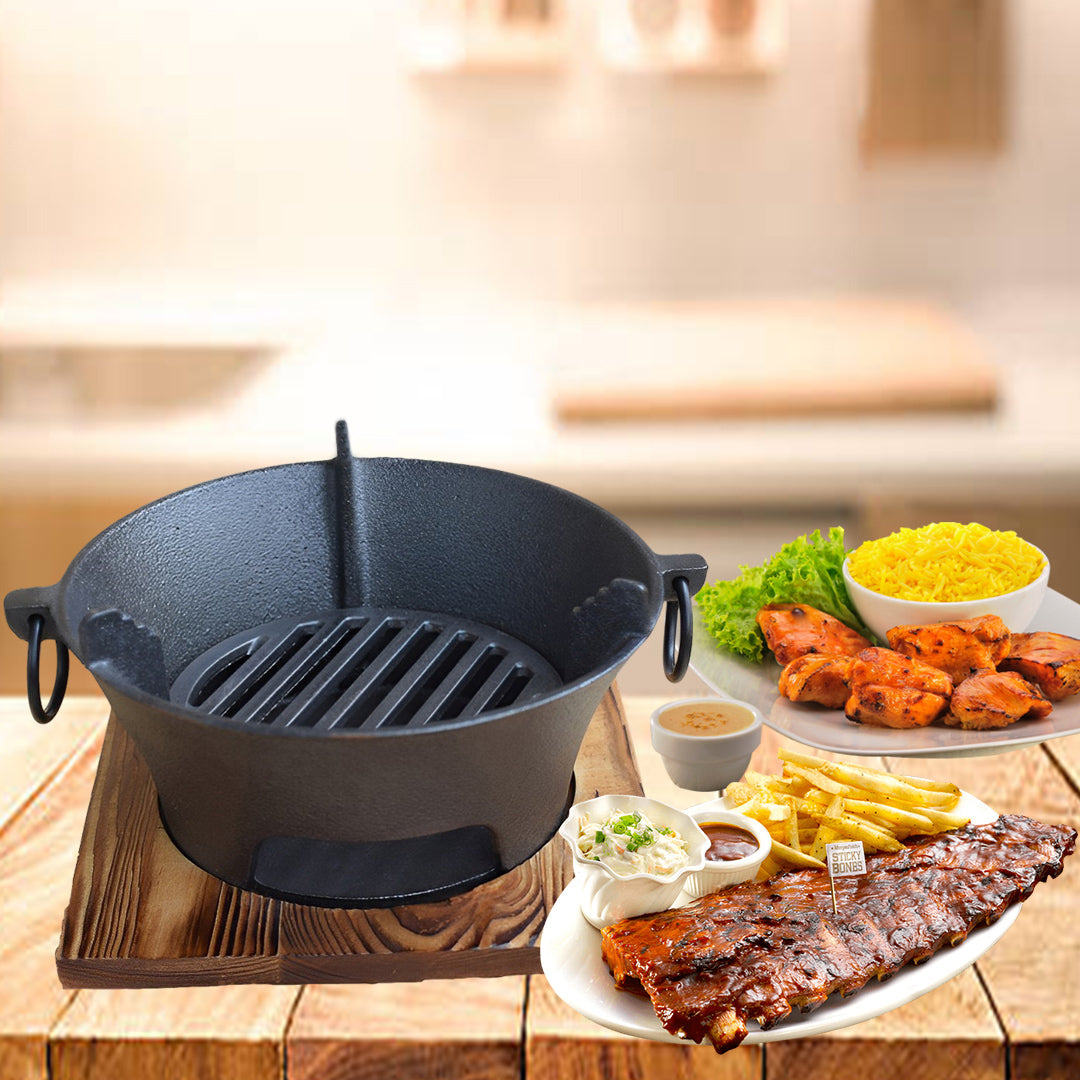 Small Cast Iron Round Stove Charcoal Table Net Grill – Soga