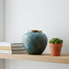 21x22cm Light Blue Small Ceramic Flower Vase Elegant Living Room Home Decor