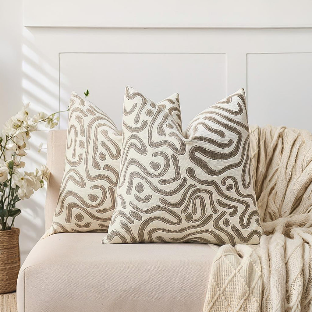 SOGA 50cm Gray White Abstract Swirl Pattern Decorative Throw Pillow