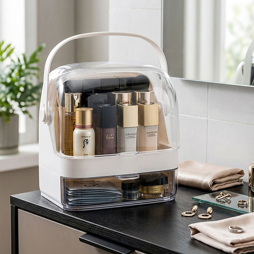 2 Tier White Countertop Makeup Storage Organiser
