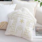 SOGA 45cm Festive White Christmas House Shaped Holiday Throw Pillow