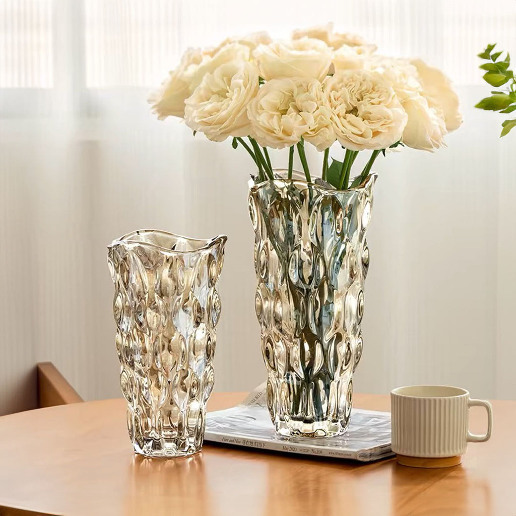 29.8cm Golden Amber Glass Crystal Vase