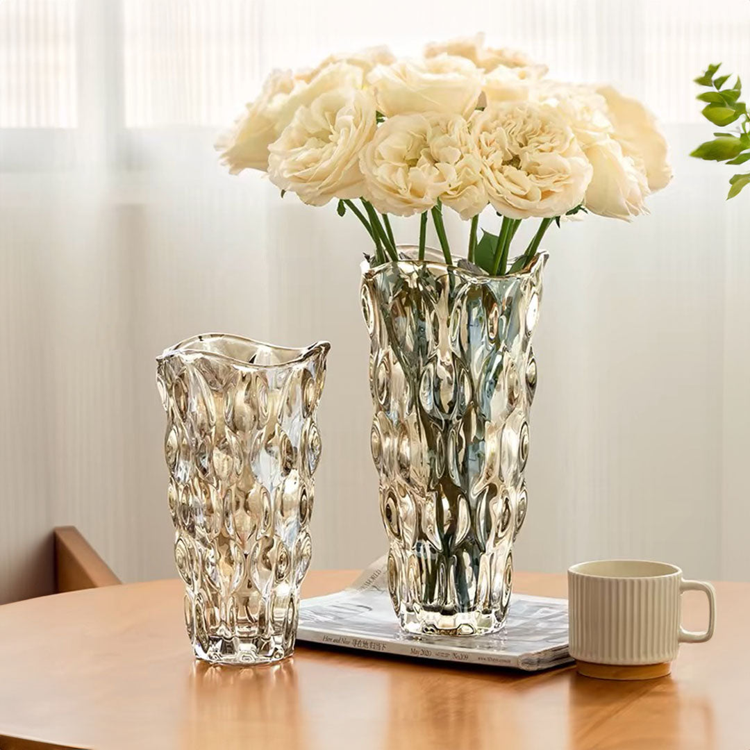 29.8cm Golden Amber Glass Crystal Vase