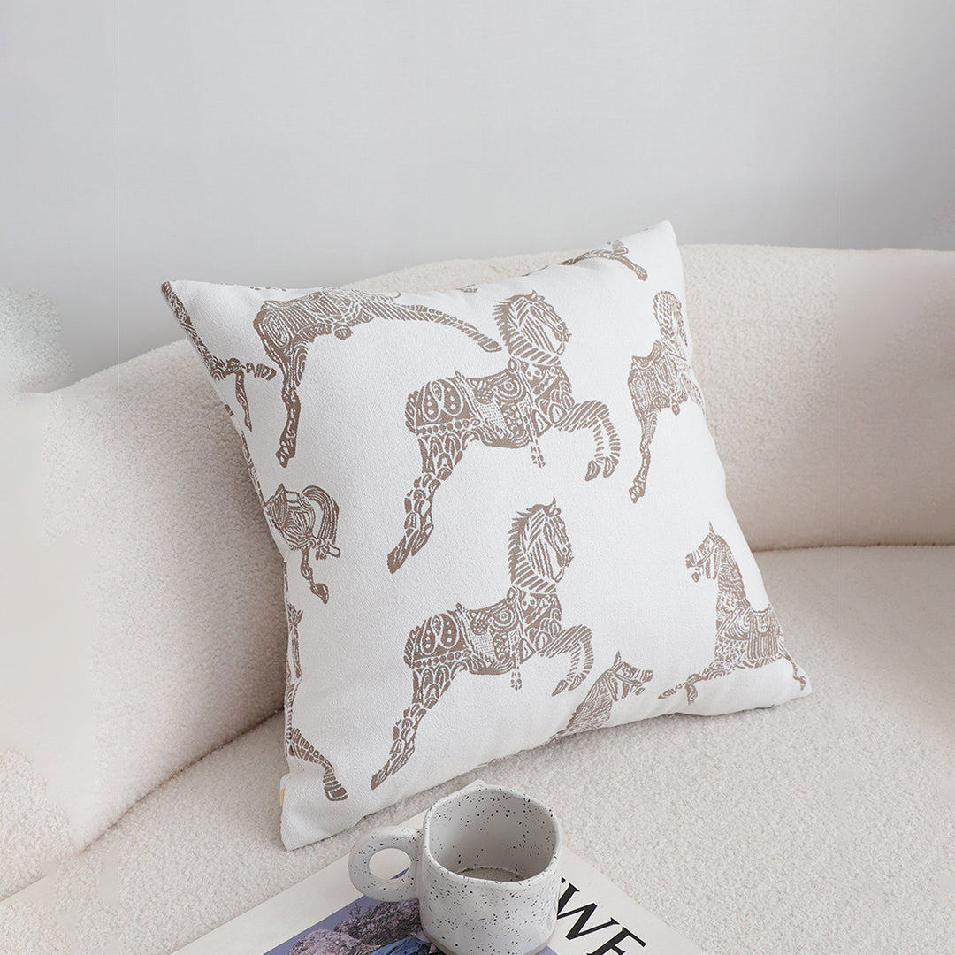 SOGA 50cm White Decorative Horse Pattern Cushion Throw Pillow