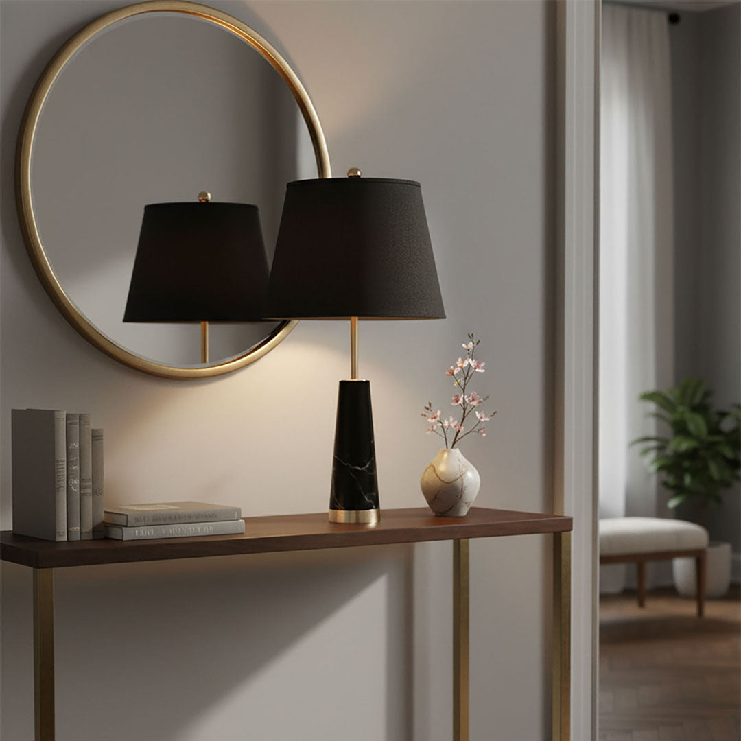 68cm Black Marble Table Lamp