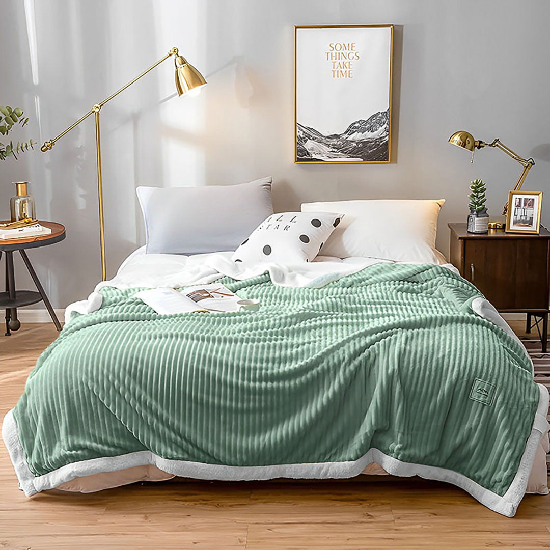 Light Green Throw Blanket Warm Cozy Double Sided