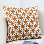 50cm Brown Checkered Chain Jacquard Square Pillow Decorative Cushion