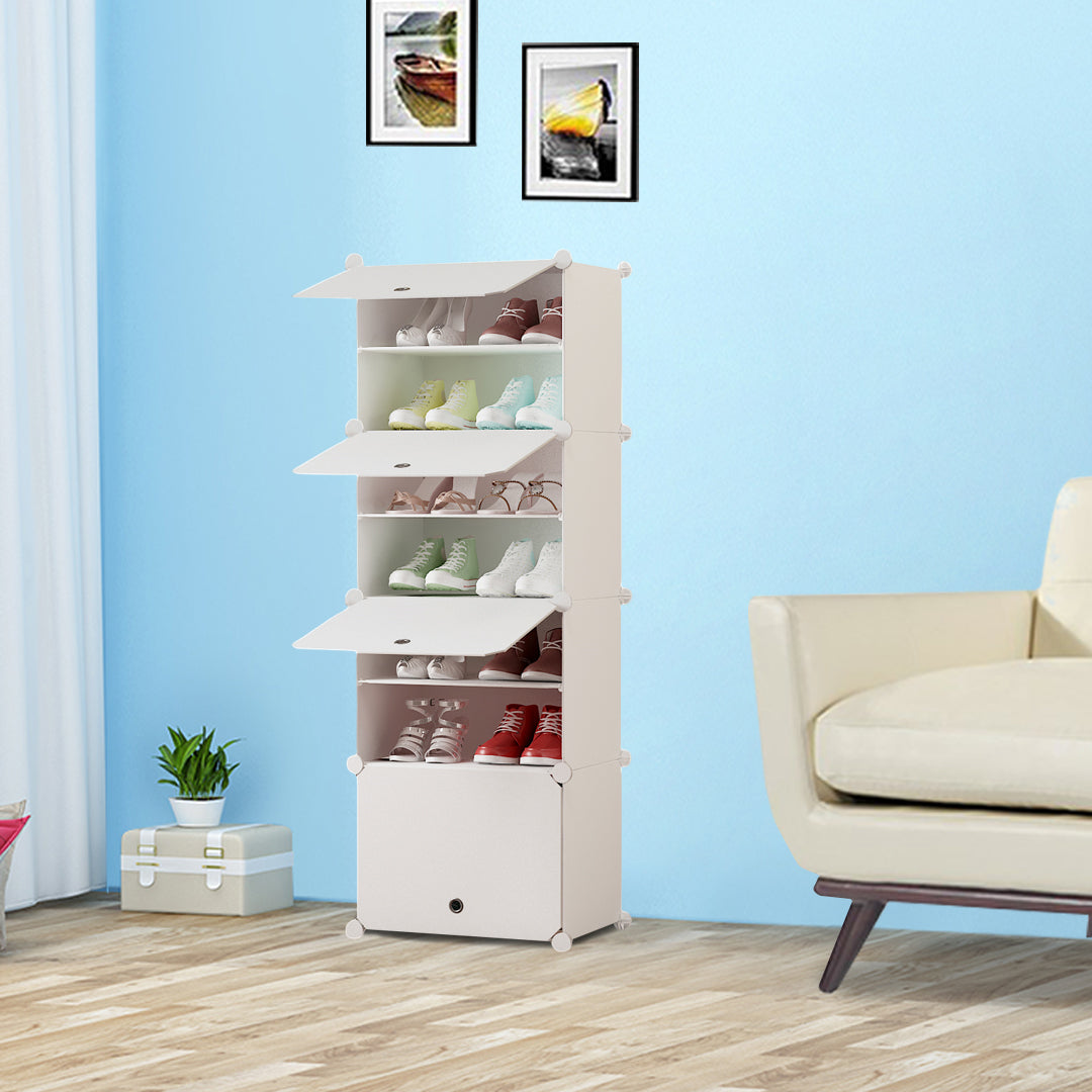 7 Tier White Shoe Rack Organizer