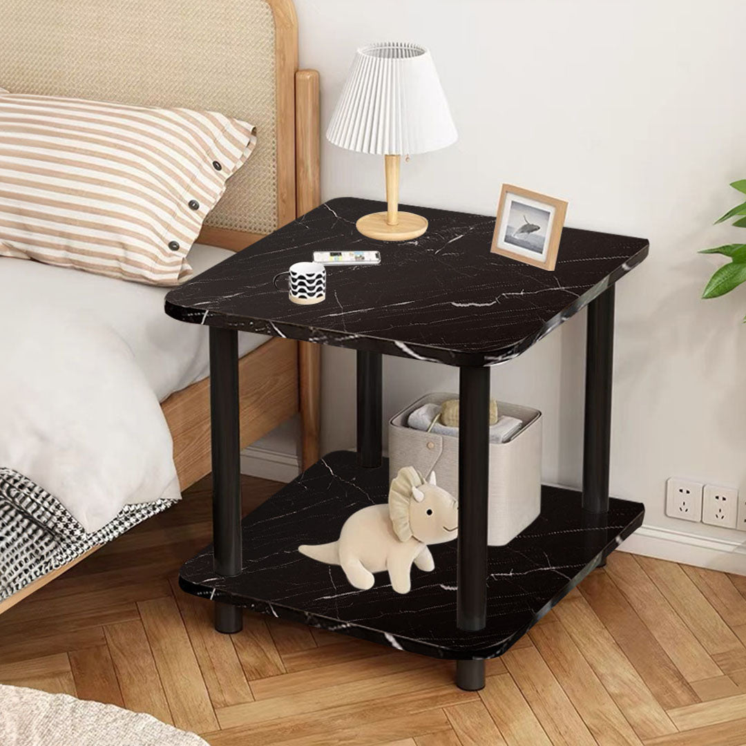 60cm Black Ceramic Table Stone and Black Metal Legs