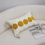 SOGA 30cm Cream Yellow Circle Pom Chevron Tassel Decorative Pillow
