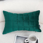 SOGA 30cm Green Velvet Quilted Grid Pattern Decorative Throw Pillow