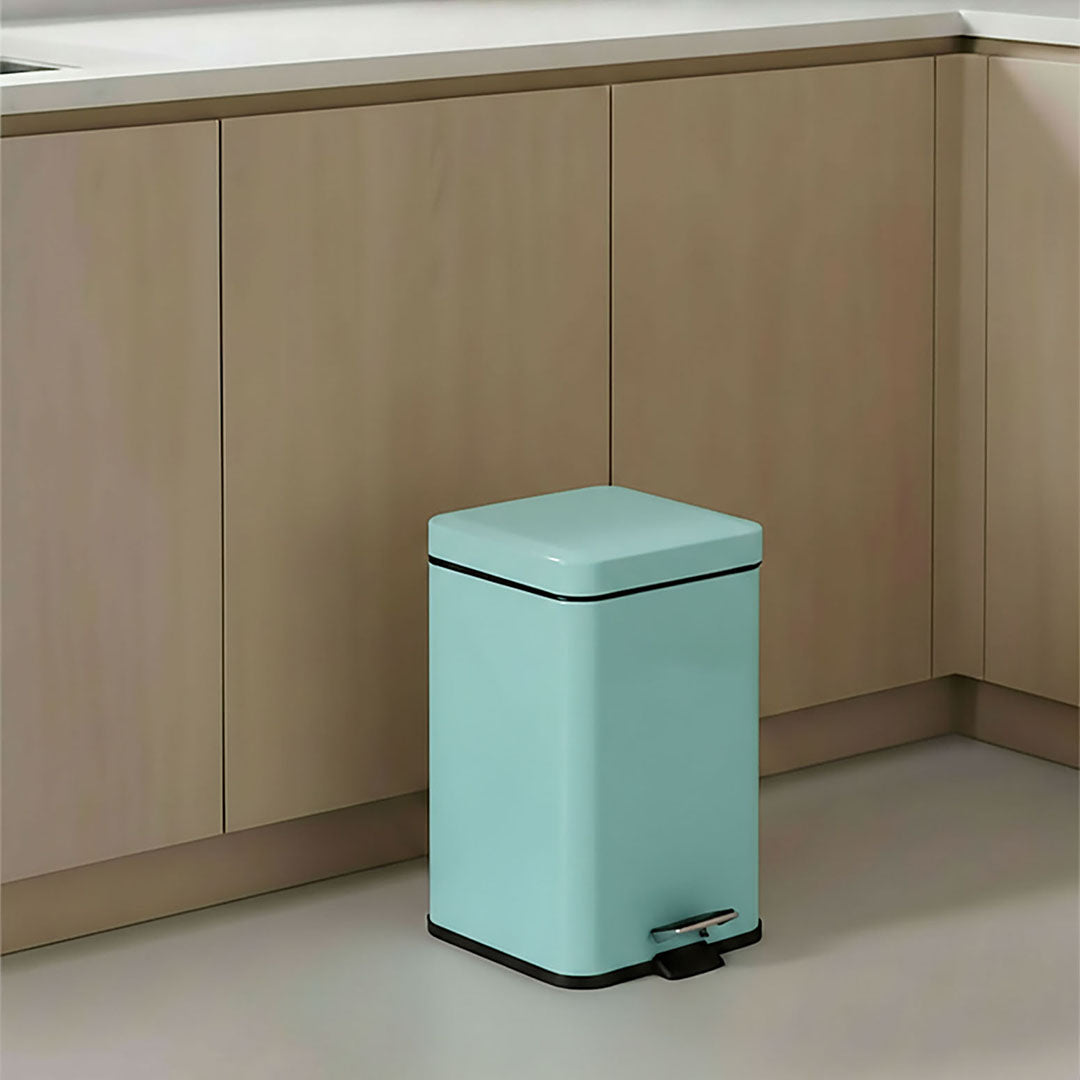 Foot Pedal Stainless Steel Trash Bin Square 6L Blue