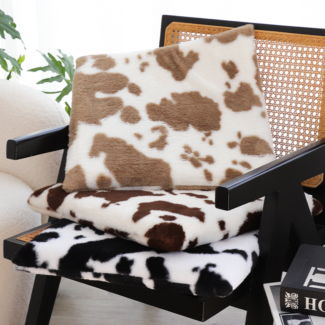 SOGA Brown Cow Print Square Cushion Soft Leaning Plush Backrest Throw Seat Pillow