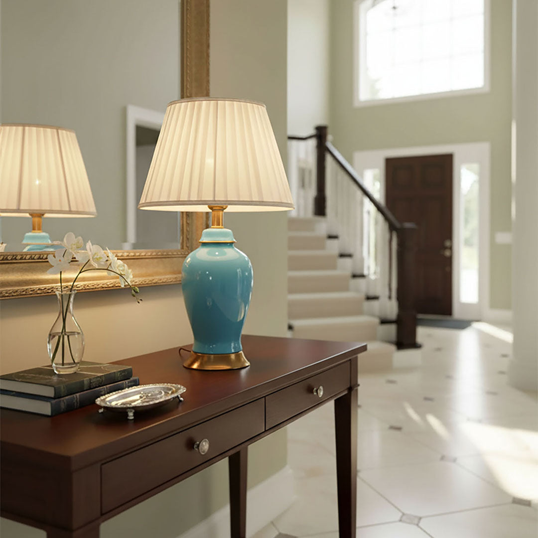 Ceramic Oval Table Lamp Blue